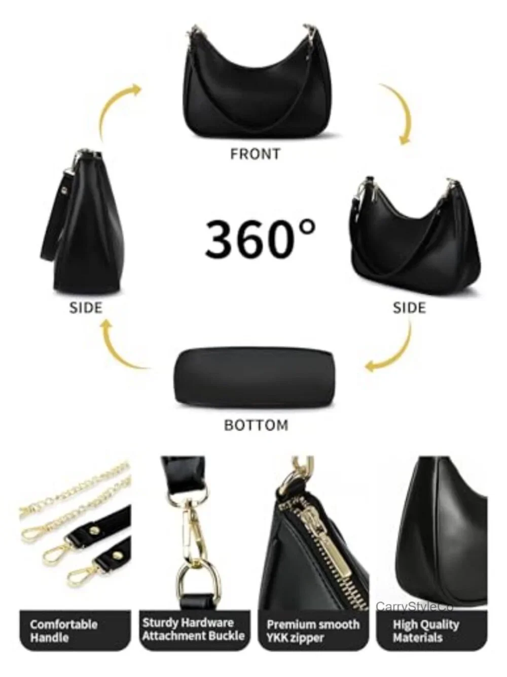 Womens Retro Hobo Handbag Vegan Leather Shoulder Bag Crescent Mini Purse
